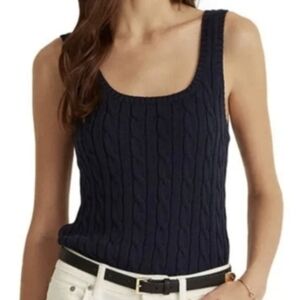 Lauren Ralph Lauren Navy Cable Knit Sweater Tank Top